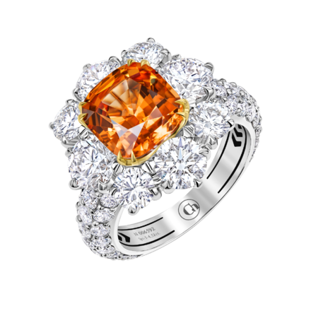 Кольцо со спессартином и бриллиантами, белое золото 1