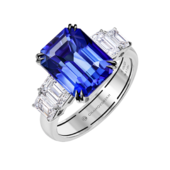 Кольцо с сапфиром и бриллиантами, белое золото