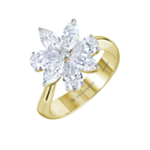 Кольцо с бриллиантами, желтое золото