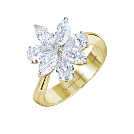 Кольцо с бриллиантами, желтое золото 1