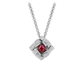 Колье с рубином и бриллиантами, белое золото