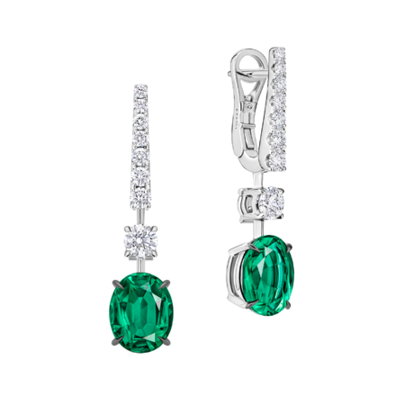 Серьги с изумрудами и бриллиантами, белое золото 1