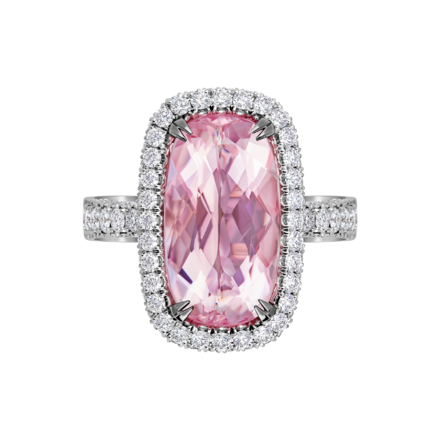 Кольцо с морганитом и бриллиантами, белое золото 2