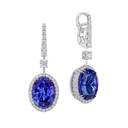 Серьги с танзанитами и бриллиантами, белое золото 1