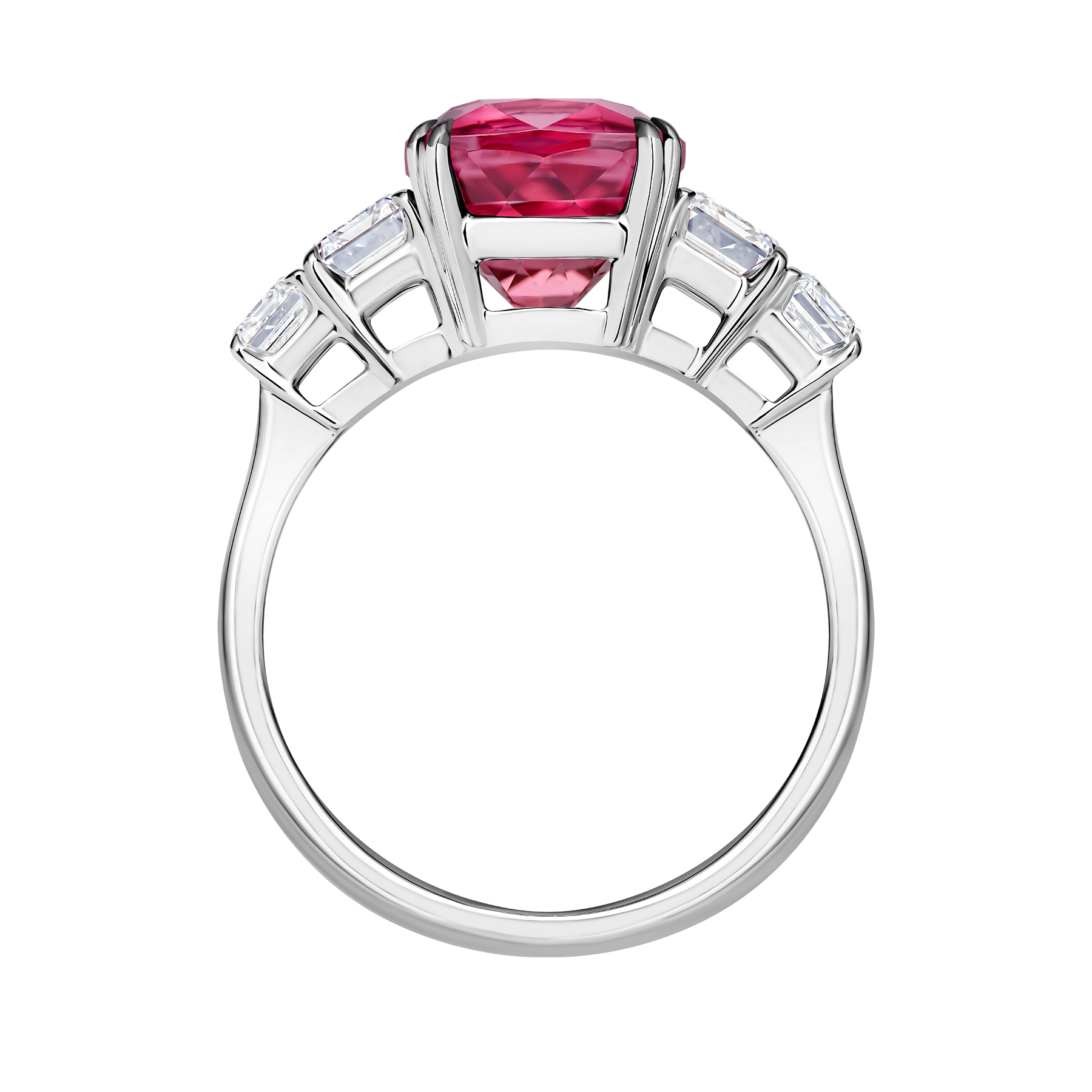 Кольцо со шпинелью и бриллиантами, белое золото