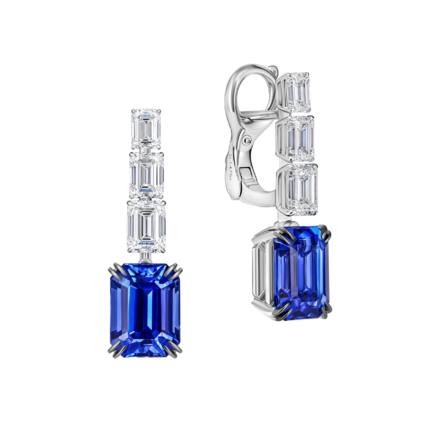 Серьги с сапфирами и бриллиантами, белое золото 1