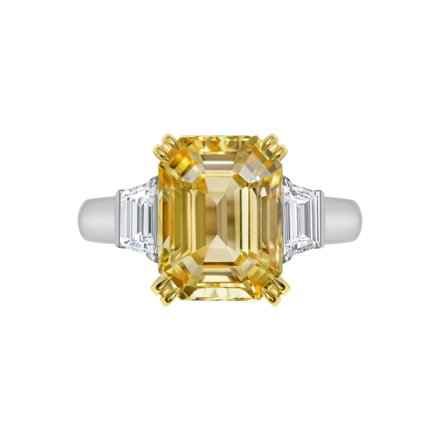 Кольцо с желтым сапфиром и бриллиантами, белое золото 2