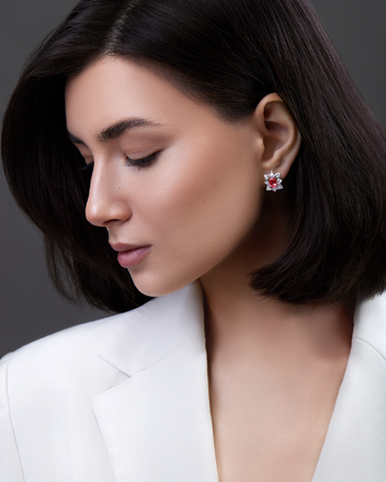 Серьги со шпинелью и бриллиантами, белое золото 2