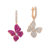 Серьги с рубинами и бриллиантами, розовое золото