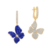 Серьги с сапфирами и бриллиантами, желтое золото