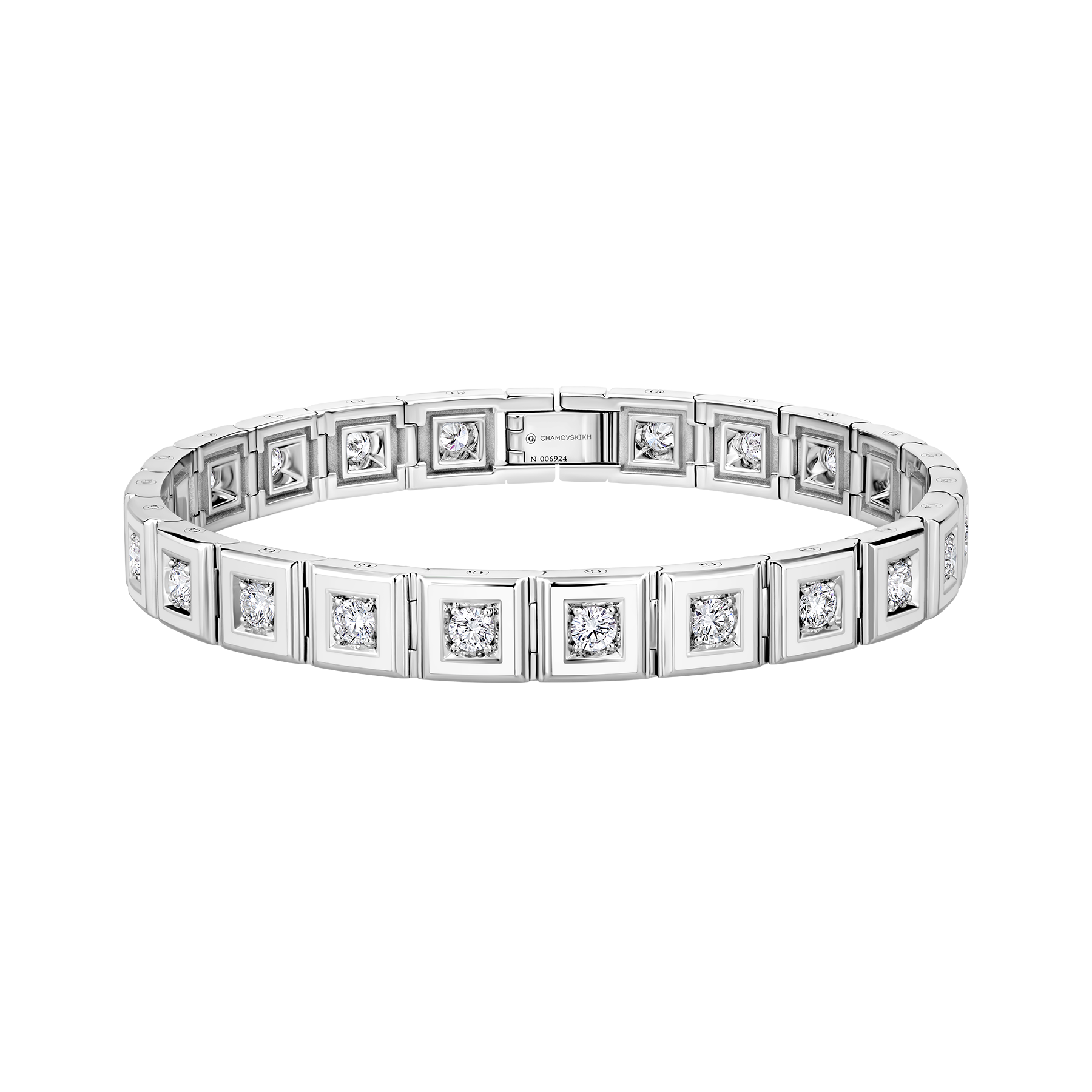 Браслет с бриллиантами, белое золото, н.керамика