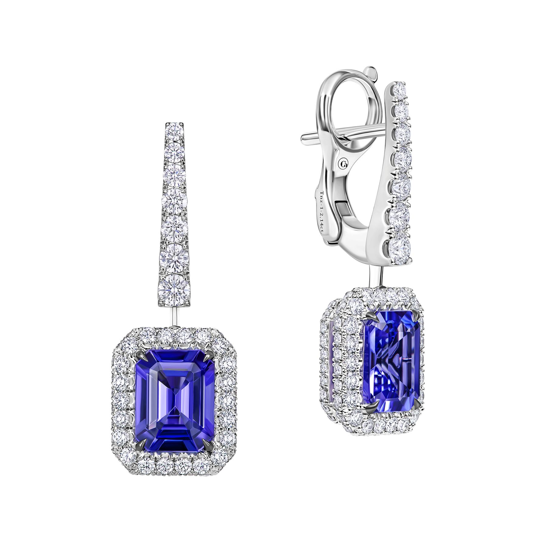 Серьги с танзанитами и бриллиантами, белое золото