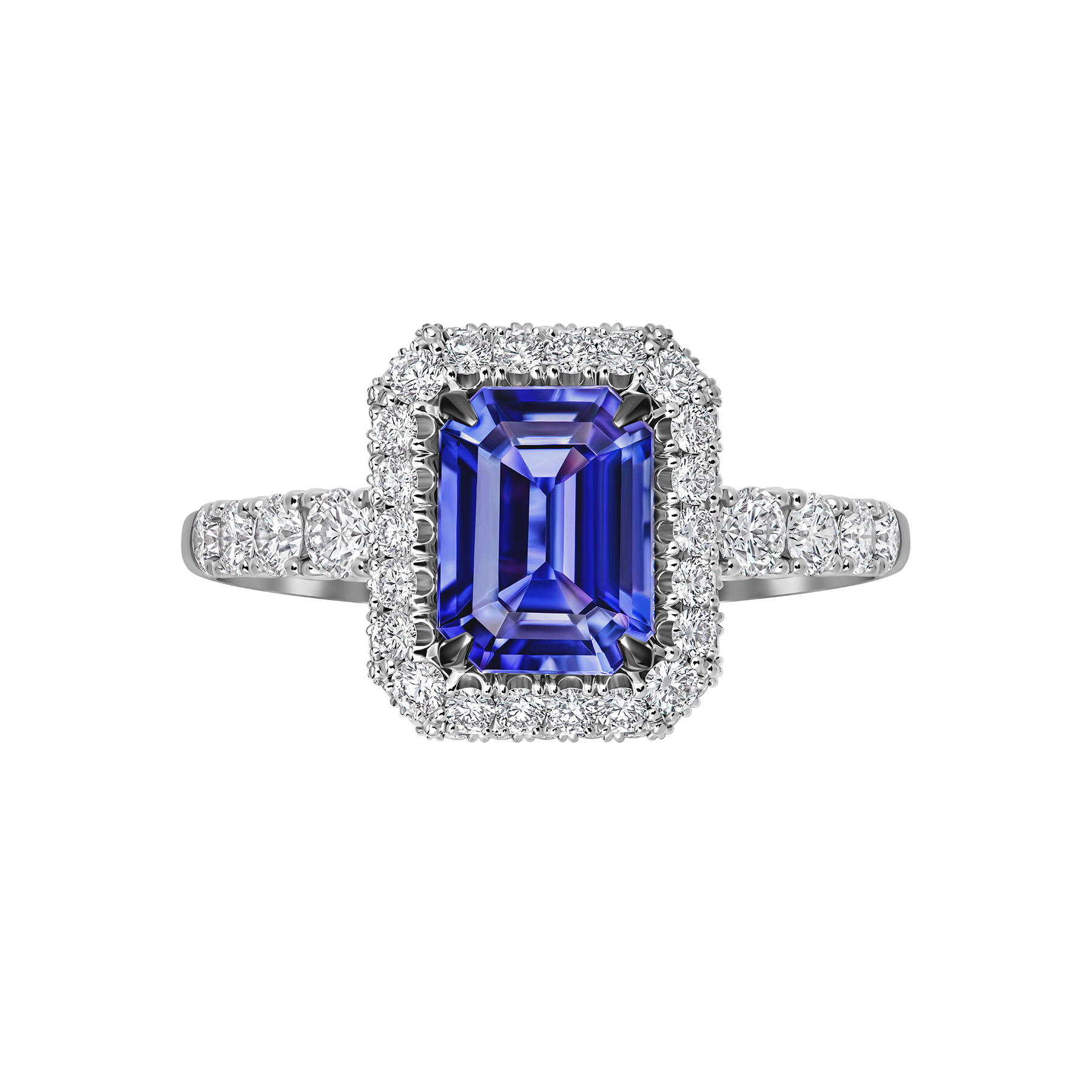 Кольцо с танзанитом и бриллиантами, белое золото