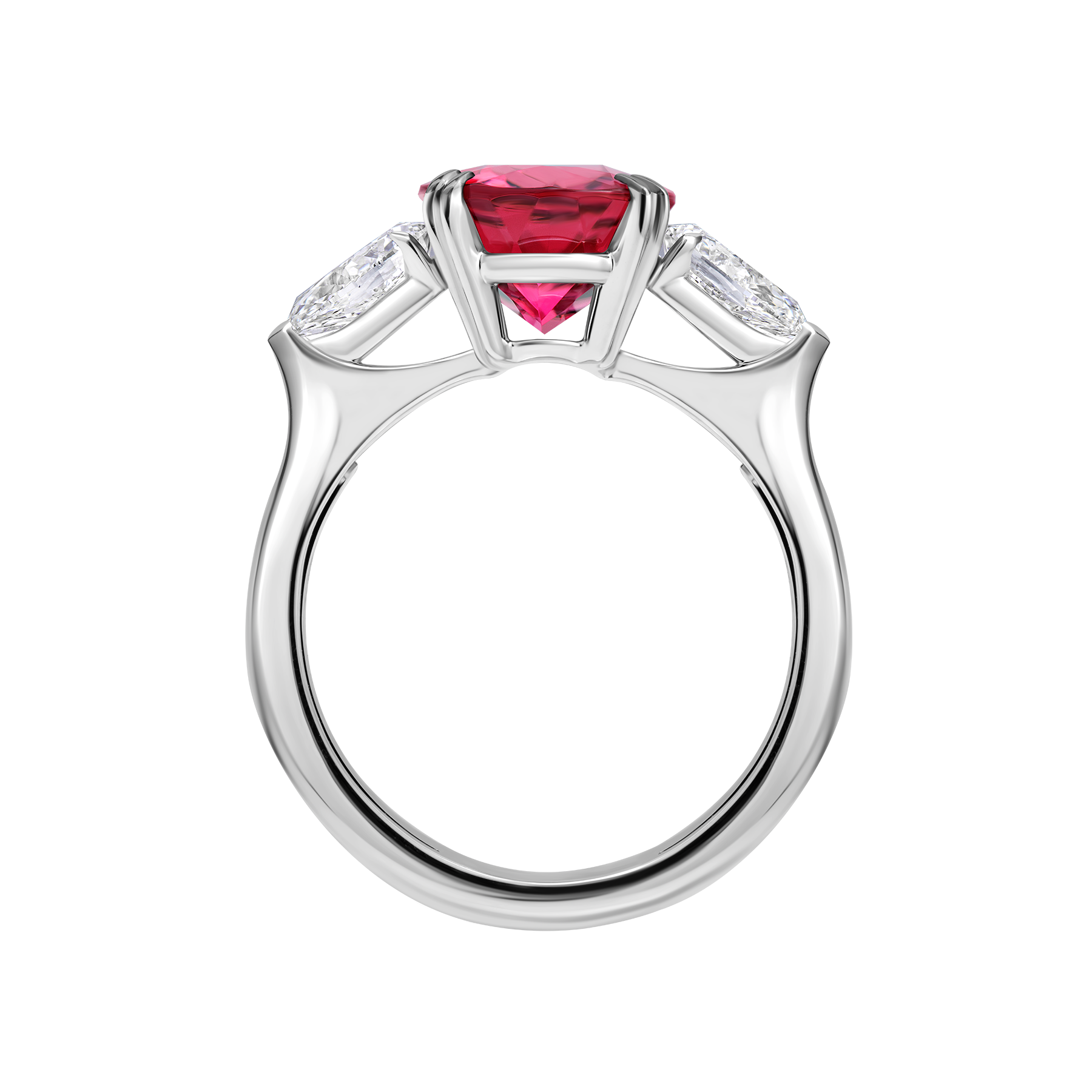 Кольцо с турмалином рубеллитом и бриллиантами, белое золото