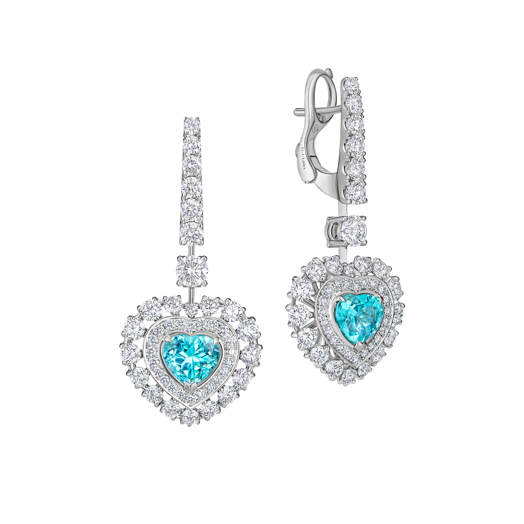 Серьги с турмалинами параиба и бриллиантами, белое золото