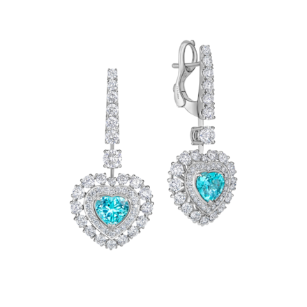 Серьги с турмалинами параиба и бриллиантами, белое золото 1