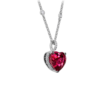 Подвес с турмалином рубеллитом и бриллиантами, белое золото 2