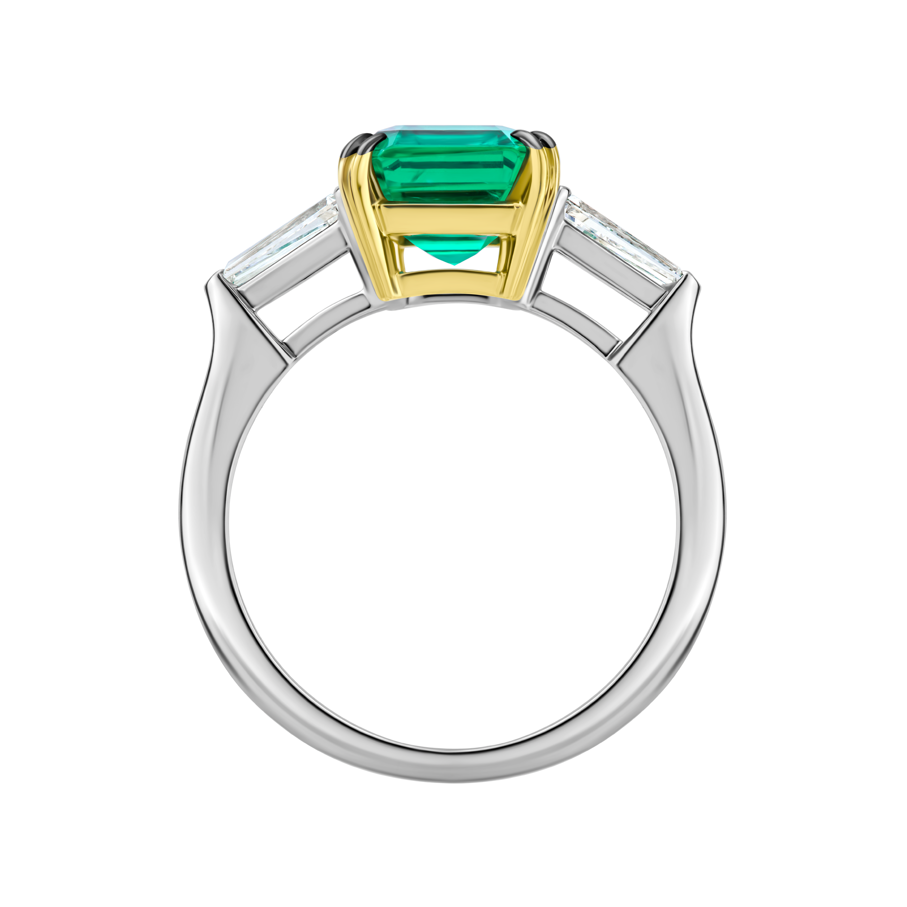 Кольцо с изумрудом и бриллиантами, белое золото