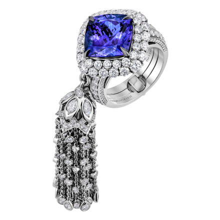 Кольцо с танзанитом и бриллиантами, белое золото 1