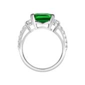 Кольцо с турмалином верделитом и бриллиантами, белое золото