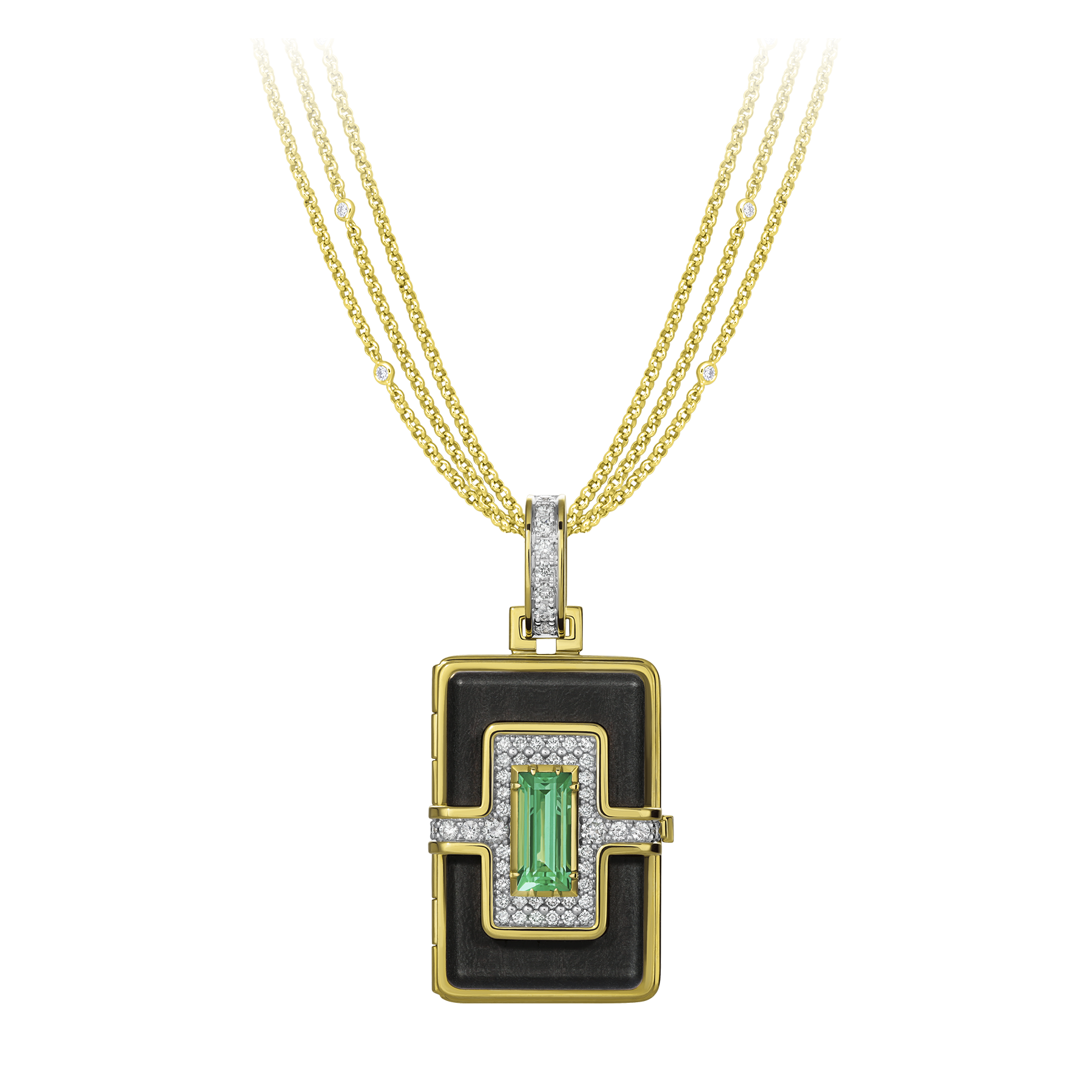 Подвес с изумрудом и бриллиантами, желтое и белое золото, н.керамика