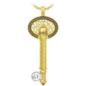 Подвес с рубином и бриллиантами, жёлтое и белое золото