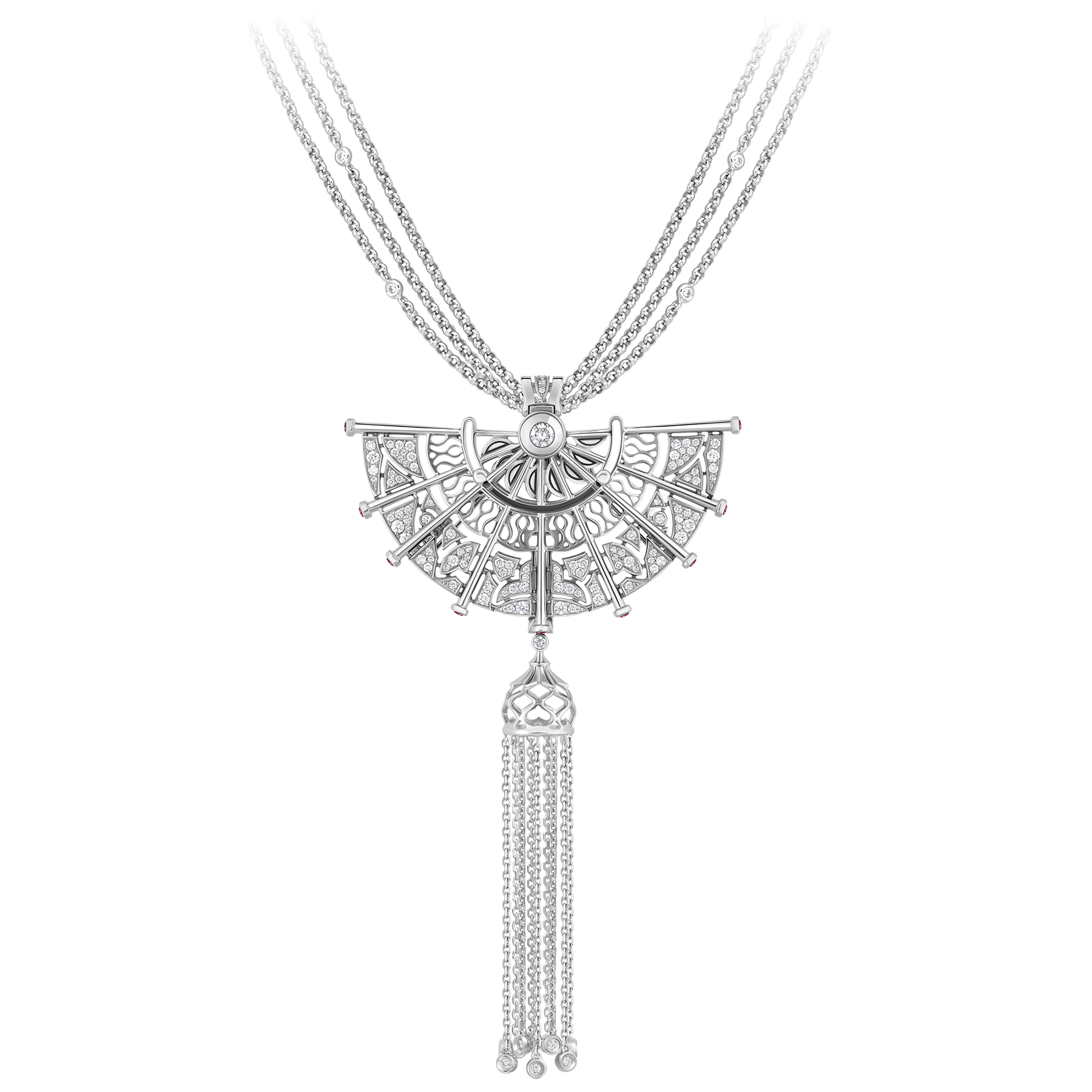 Подвес с бриллиантами и рубинами, белое золото