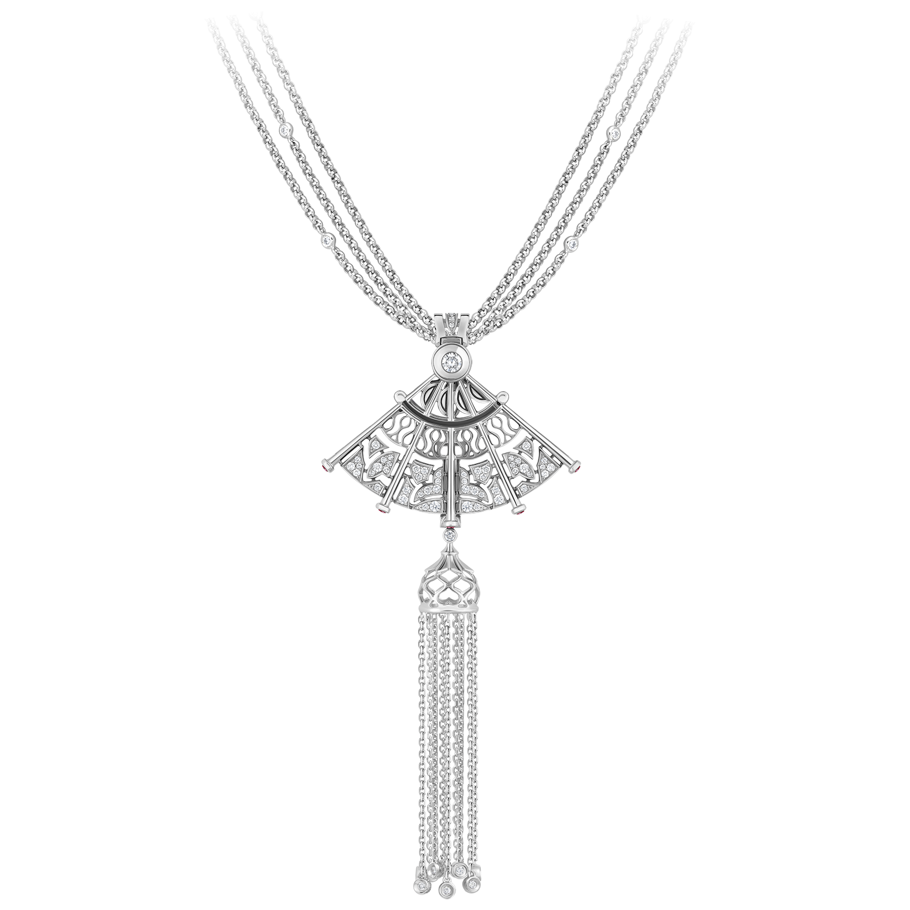 Подвес с бриллиантами и рубинами, белое золото