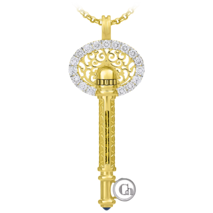 Подвес с сапфиром и бриллиантами, жёлтое и белое золото 1