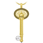 Подвес с сапфиром и бриллиантами, жёлтое и белое золото