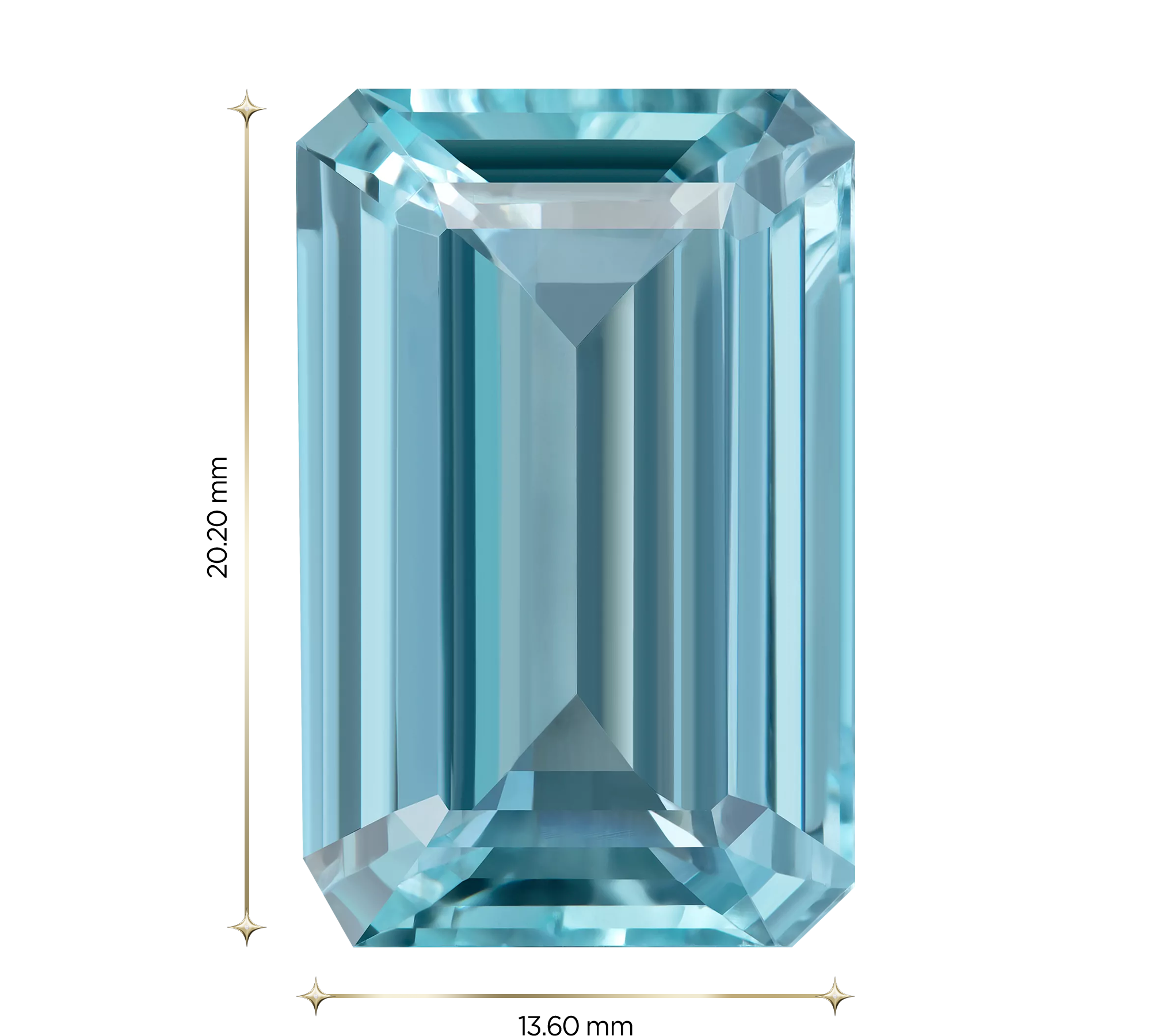 Аквамарин, Изумрудная огранка, 19,46 ct