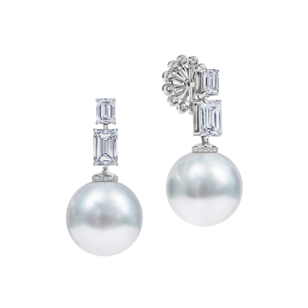 Серьги с жемчугом и бриллиантами, белое золото 1