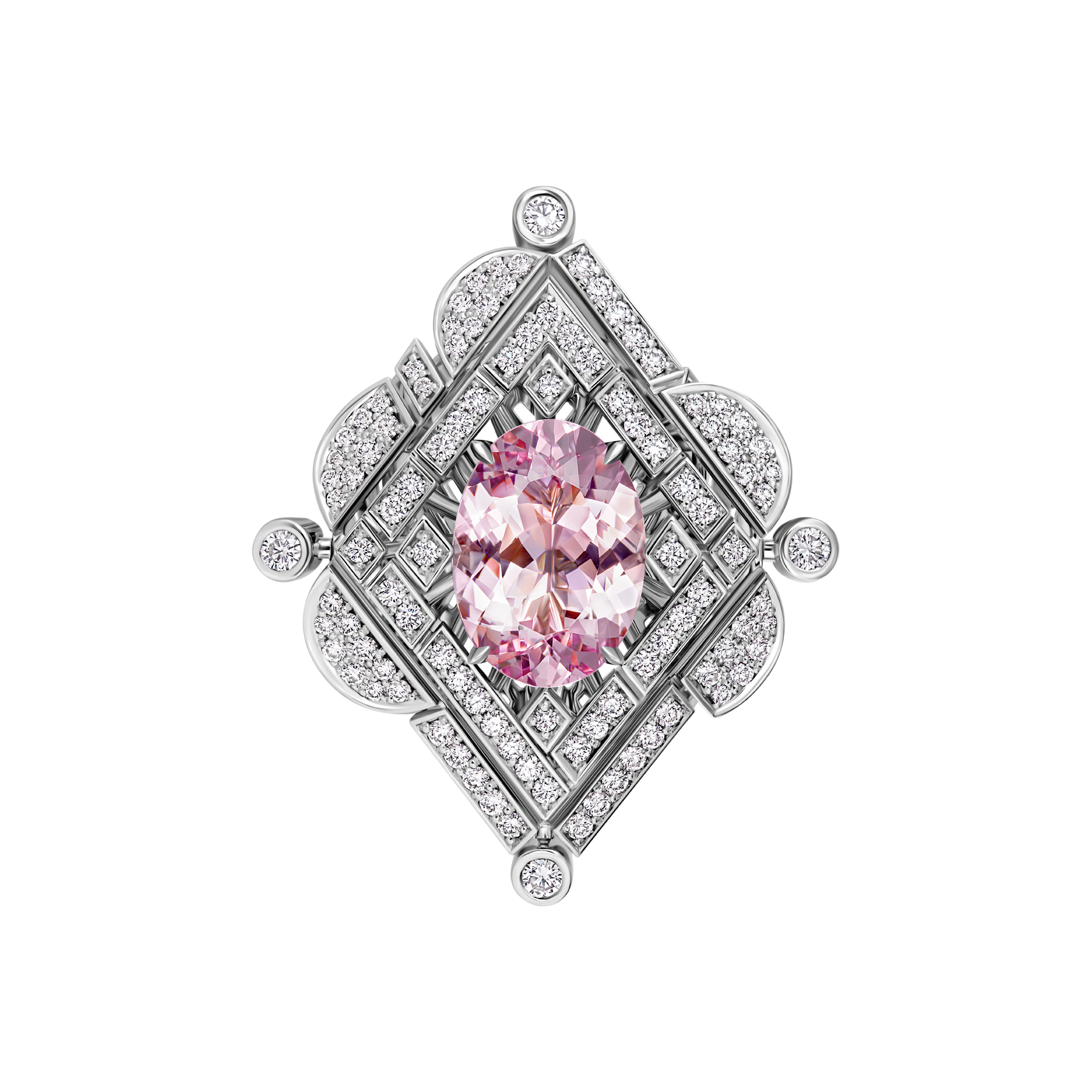 Кольцо с морганитом и бриллиантами, белое золото