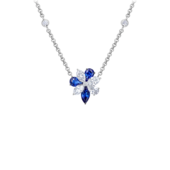 Колье с сапфирами и бриллиантами, белое золото