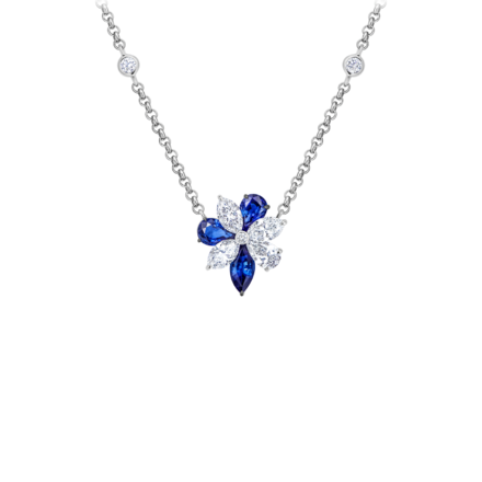 Колье с сапфирами и бриллиантами, белое золото 1