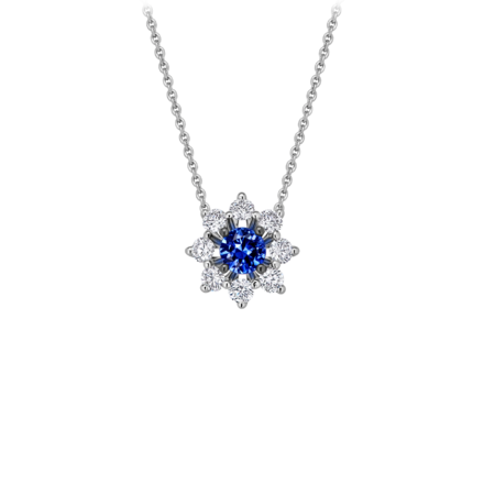 Колье с сапфиром и бриллиантами, белое золото 1