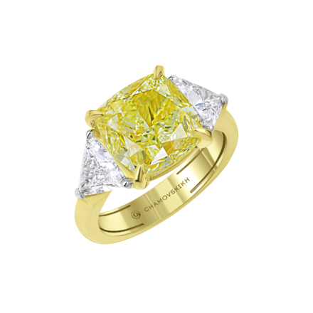 Помолвочное кольцо с бриллиантами, желтое золото 1