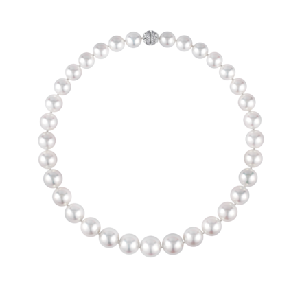 Колье с белым жемчугом и бриллиантами, белое золото 1