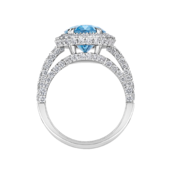 Кольцо с аквамаринами и бриллиантами, белое золото