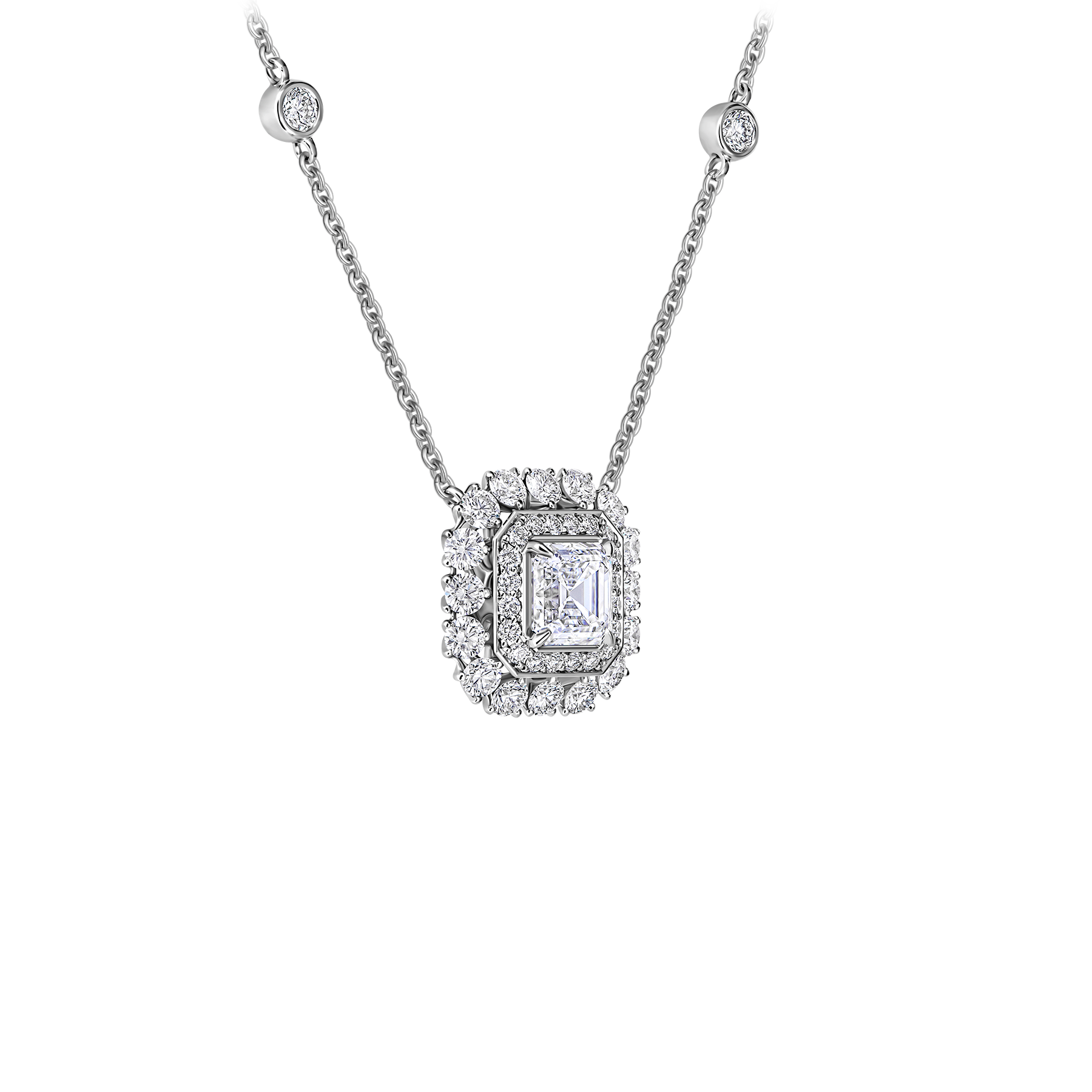 Колье с бриллиантами, белое золото