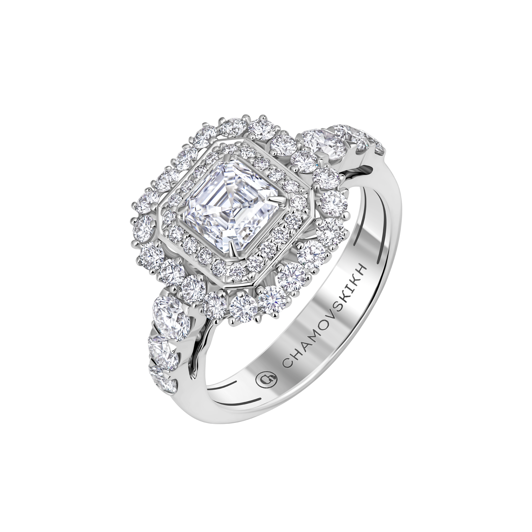 Кольцо с бриллиантами, белое золото