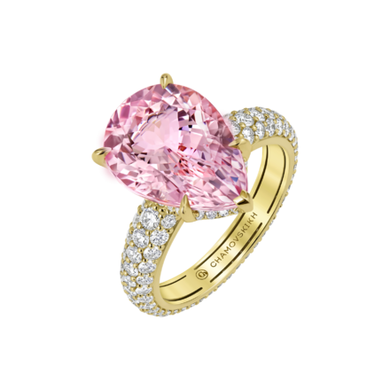 Кольцо с морганитом и бриллиантами, жёлтое золото 1