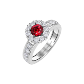 Кольцо с рубином и бриллиантами, белое золото