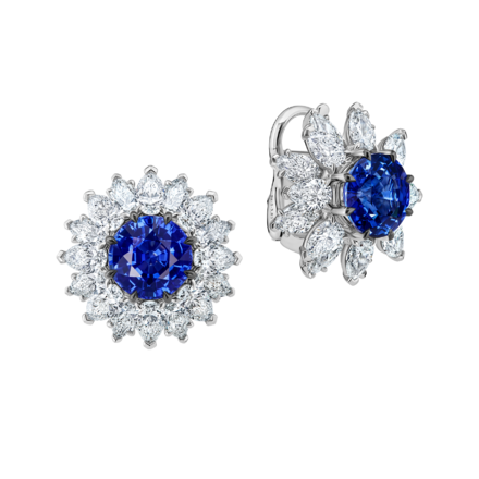 Серьги с сапфирами и бриллиантами, белое золото 1