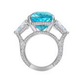 Кольцо с турмалином параиба и бриллиантами, белое золото