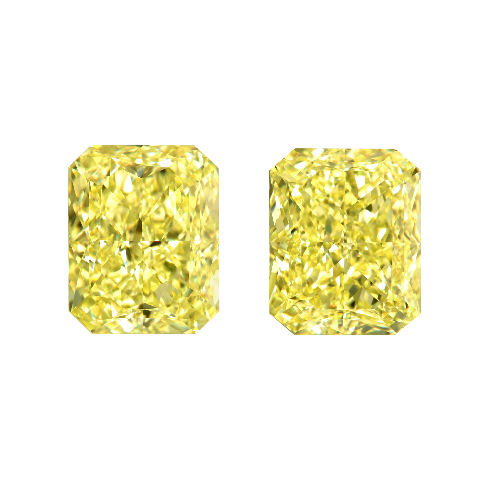 Сет из двух жёлтых бриллиантов, Радиант, 5,03 ct и 5,02 ct