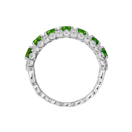 Кольцо с демантоидами и бриллиантами, белое золото 3