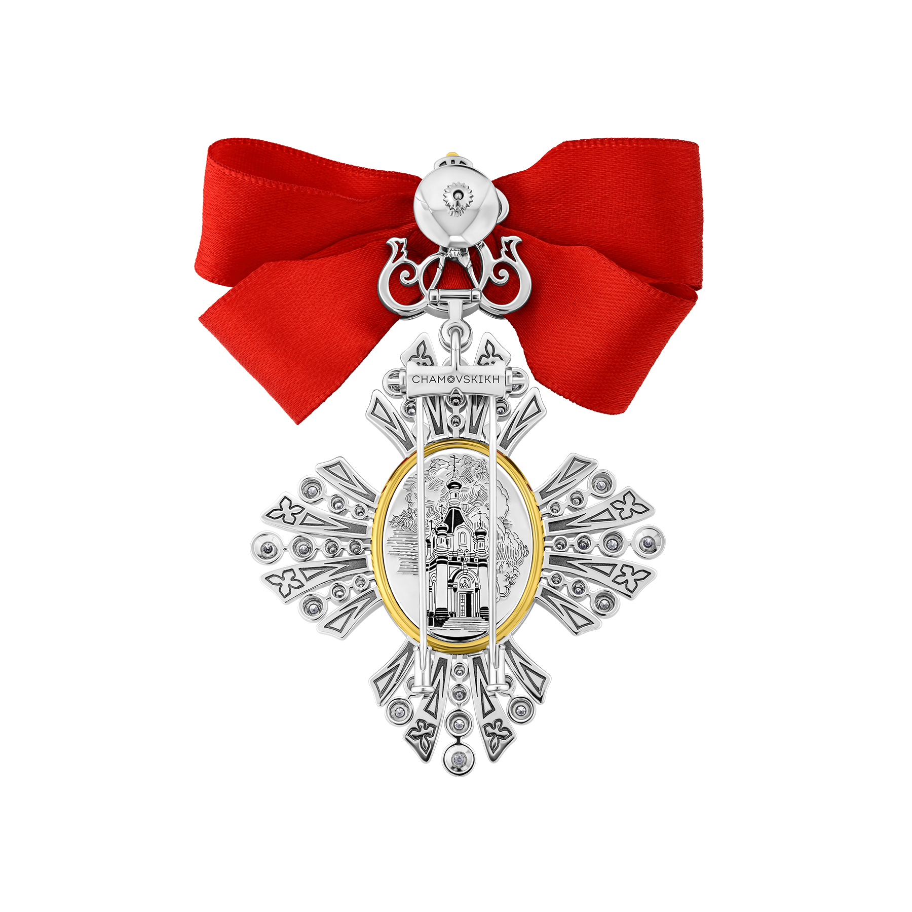 Брошь с бриллиантами, белое золото