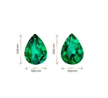 Сет из двух изумрудов ZAMBIA, Груша, 3,4ct /3,53ct 3