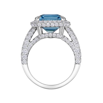 Кольцо с аквамарином и бриллиантами, белое золото 3